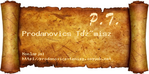 Prodanovics Témisz névjegykártya